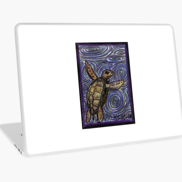 Loggerhead Turtle and Swirls Laptop Skin