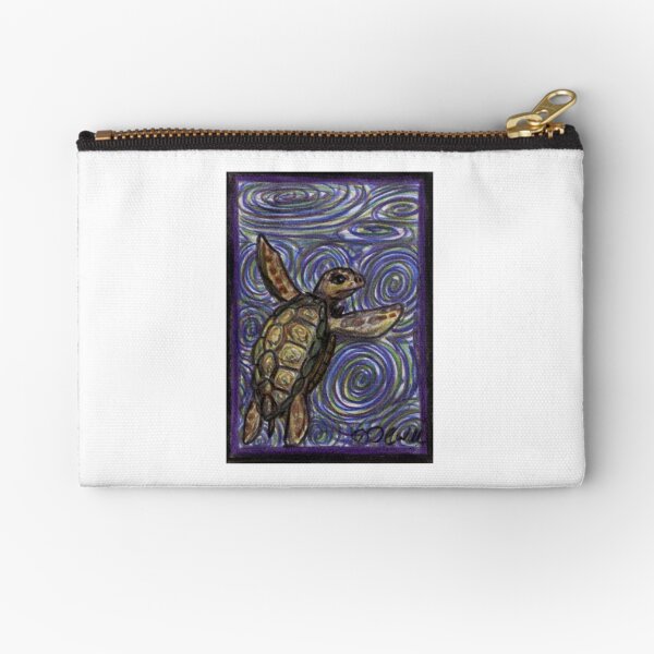 Loggerhead Turtle and Swirls Zipper Pouch