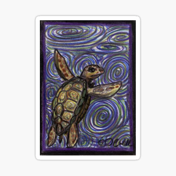 Loggerhead Turtle and Swirls Sticker