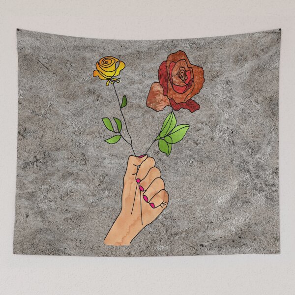 Item preview, Abstract fist holding flowers on a gray background. decorating, interiors designed and sold by jayne0524.