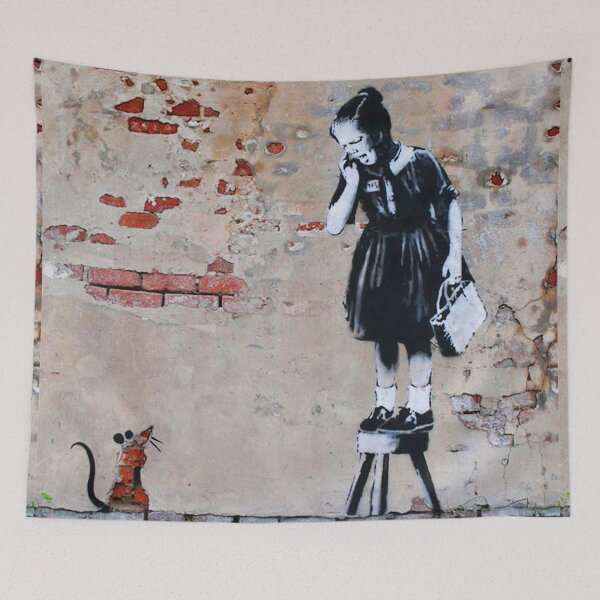 Item preview, Banksy Girl and Mouse or Girl on Stool designed and sold by WE-ARE-BANKSY.