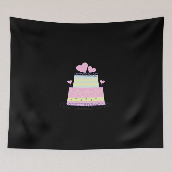 Item preview, Pink and Yellow Cream Birthday cake with hearts fairy tale gift idea designed and sold by conceptDVS.