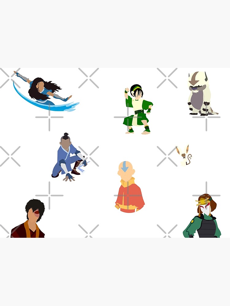 Avatar Gaang Sticker Pack of 6 Including: Suki and Katara From ATLA Sokka Zuko Toph Aang