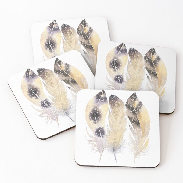 Item preview, Trio of Golden Watercolour Feathers designed and sold by Amanda-Lakey.