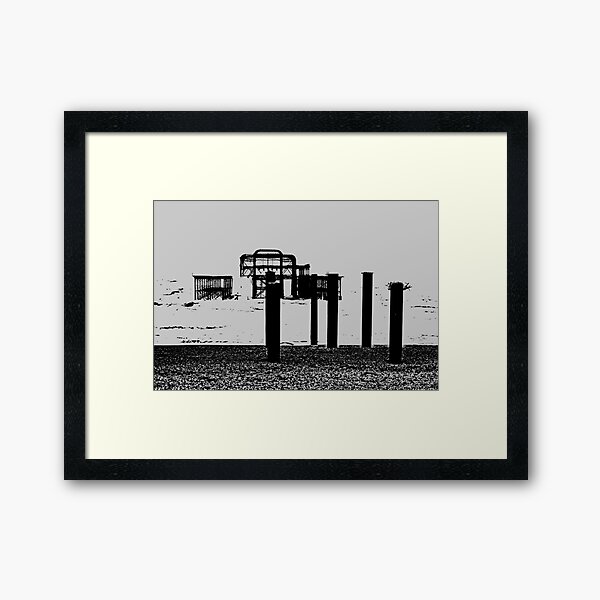 West Pier - Mono Framed Art Print