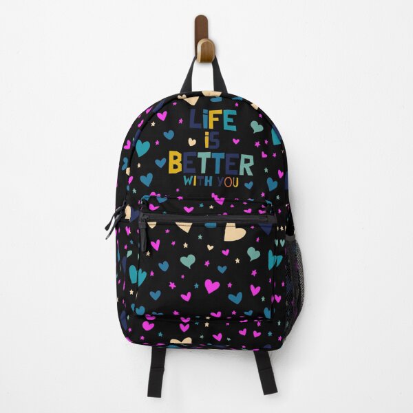 Item preview, Life is better with you saying backpack hearts mega sweet crass art design with hearts designed and sold by Shirtilike.