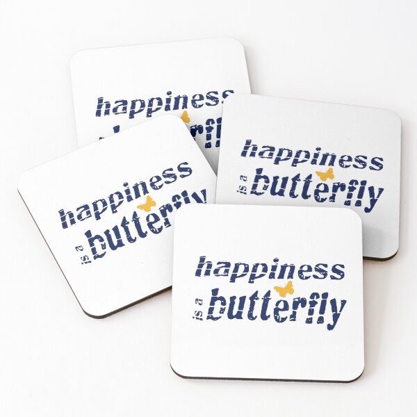 Item preview, Distressed happiness is a butterfly text with a small yellow butterfly image designed and sold by Bees-Honey-Gift.