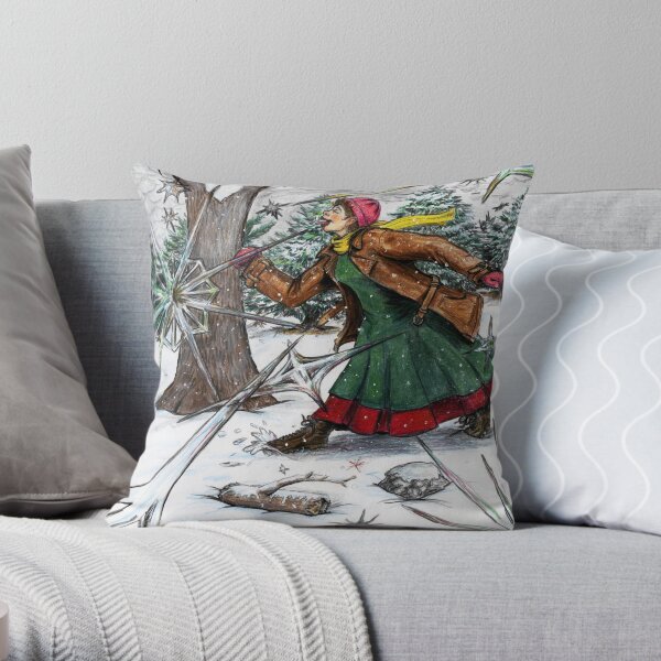 Snowflake Girl Throw Pillow