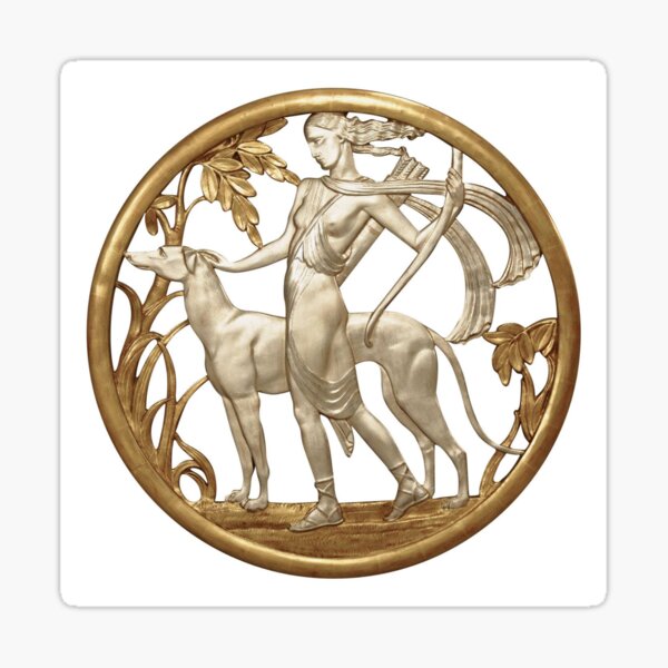 Art Deco Artemis and Hound Sticker