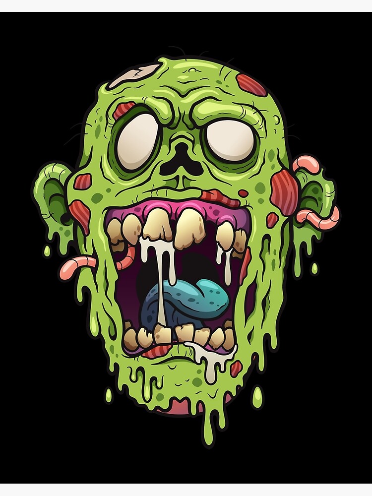Lámina rígida «Dibujos animados de cara de zombie» de OMIArt7 | Redbubble