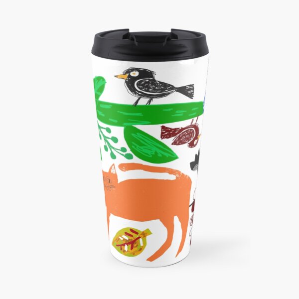 Cat and Flowers 1 Travel Mug
