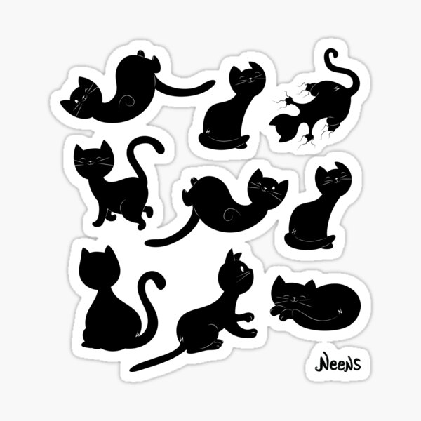 Cats, lots of cats, cat pattern, black cats Sticker