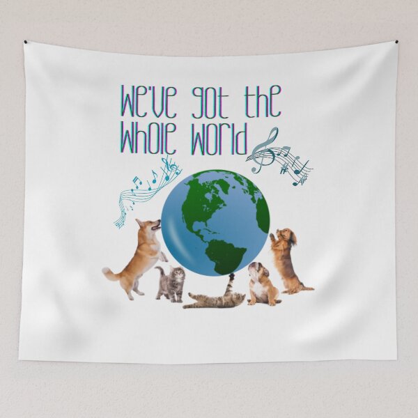 Item preview, Dogs and Cats playing with World Globe designed and sold by TeeZoneZtore.