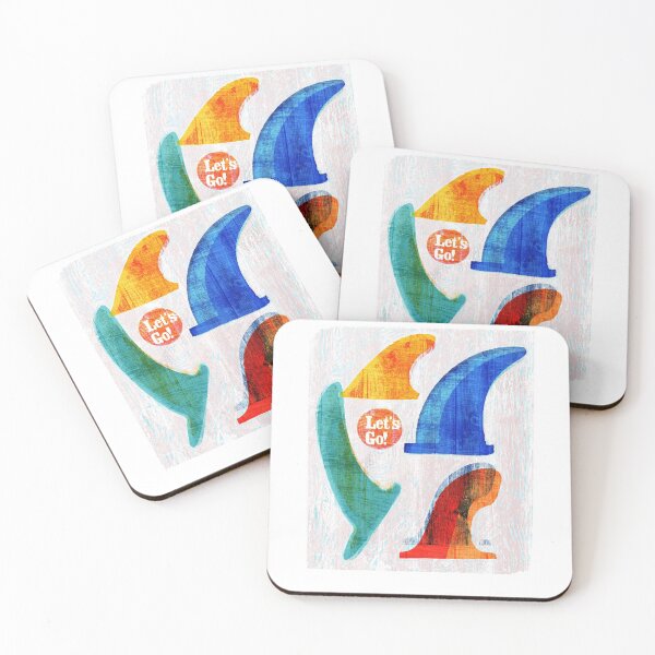 Item preview, Surf Fins Colorful Woodblock designed and sold by BourbonMania.