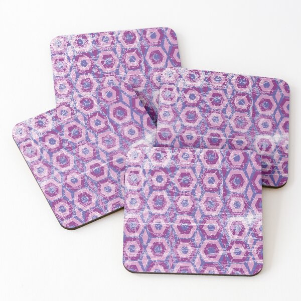 Item preview, Pink and Purple Textured Hexagon Pattern Design designed and sold by RhubarbMyrtle.