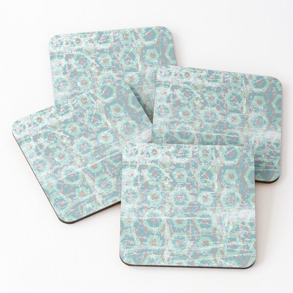 Item preview, Blue and Green Textured Hexagon Pattern Design designed and sold by RhubarbMyrtle.