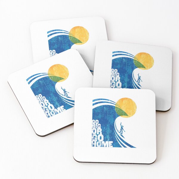 Item preview, Go Big or Go Home Surfing Colorful Woodblock designed and sold by BourbonMania.