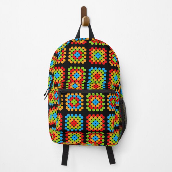 Item preview, Granny Squares black background blue orange green designed and sold by funnytshirtemp.