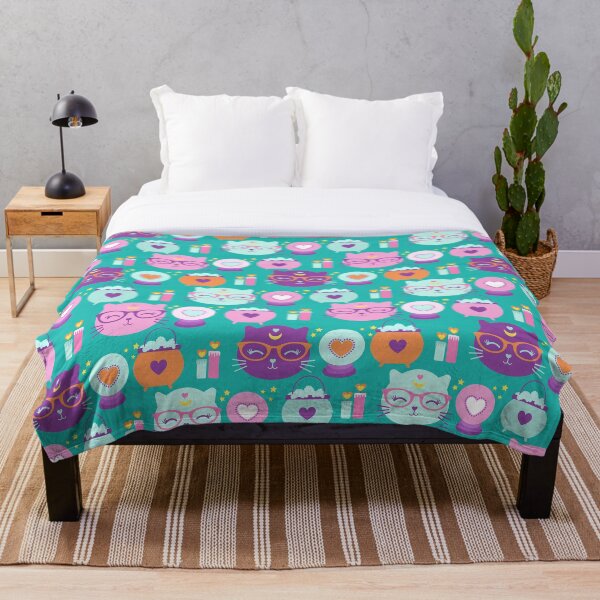 Happy Halloween Cats Moon Throw Blanket