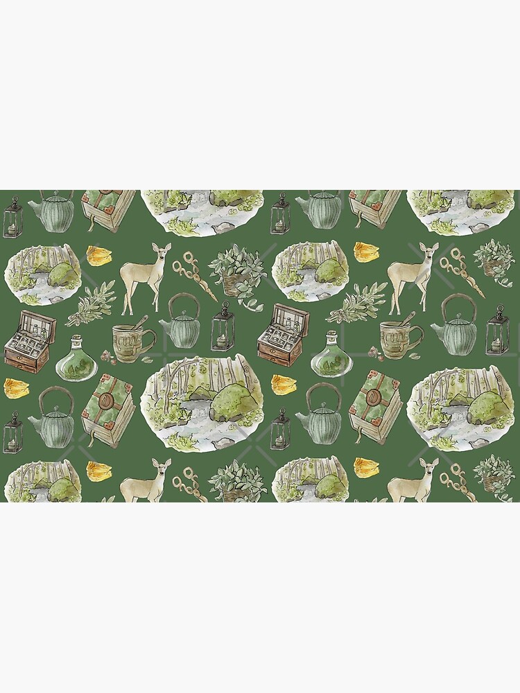 Green Witch Pattern - Wrap Around with Green Background by WitchofWhimsy