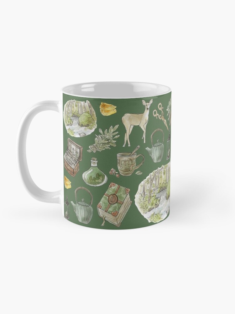 Alternate view of Green Witch Pattern - Wrap Around with Green Background Mug
