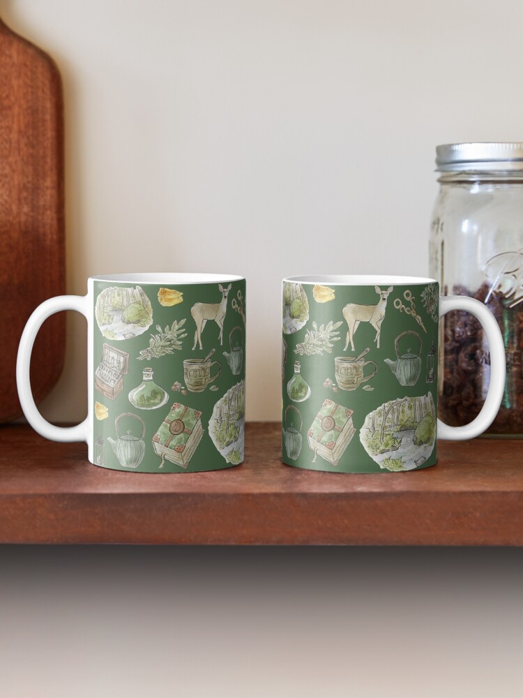 Alternate view of Green Witch Pattern - Wrap Around with Green Background Mug