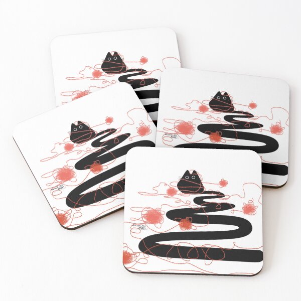 Item preview, Cute black cat tangled in red string  designed and sold by kaylenerose.