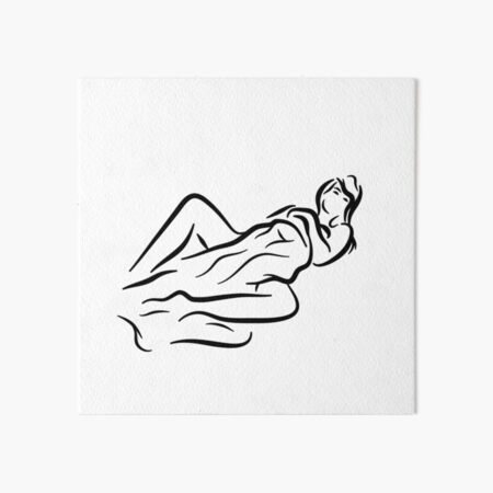 Lady with Blanket Minimalist Line Drawing Art Board Print