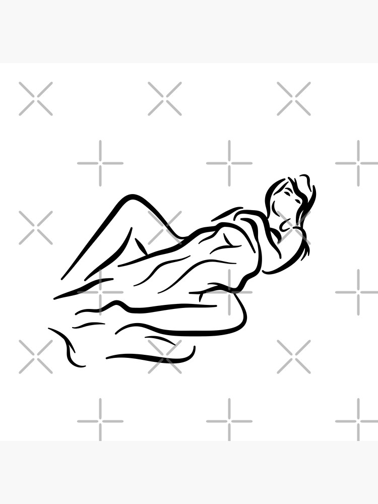 Lady with Blanket Minimalist Line Drawing by RyanDraws