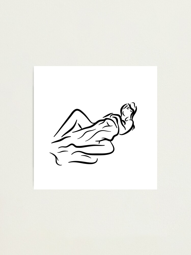 Alternate view of Lady with Blanket Minimalist Line Drawing Photographic Print