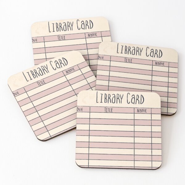 Library Card Coasters (Set of 4)