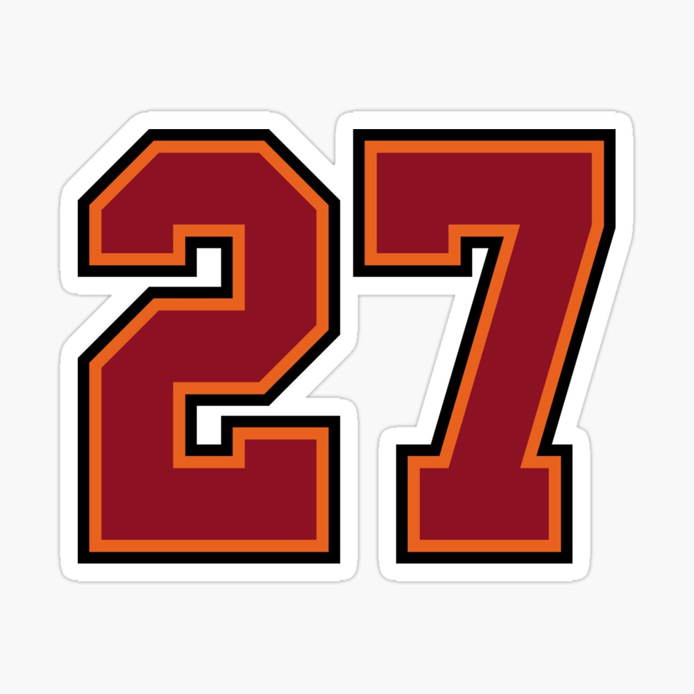 TeeCreations Baseball Number 27 #27 Baseball Shirt Jersey Favorite Player Biggest Fan Sticker