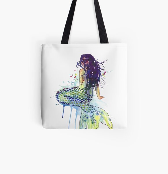 Mermaid All Over Print Tote Bag