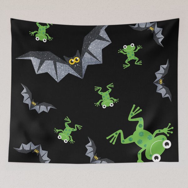 Item preview, It's Raining (Sparkly Halloween) Bats and Frogs designed and sold by VicEllisArt.