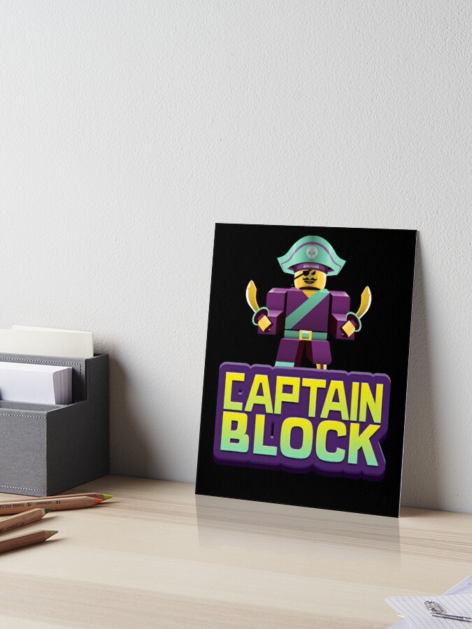 Captain Block Roblox Art Board Print By Ludivinedupont Redbubble - the block roblox