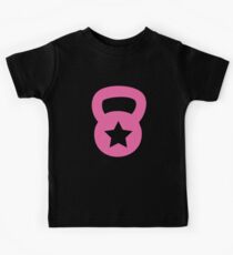 Pink Kettlebell With A Star Kids T-Shirt