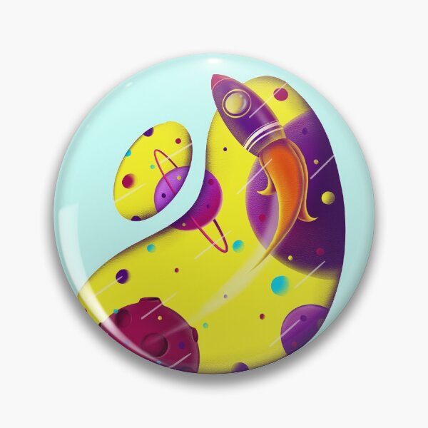 Item preview, A cartoon space rocket exploring new galaxies designed and sold by Cat N' Doodles.