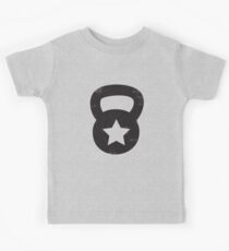 Black Grungy Kettlebell With A Star Kids Tee