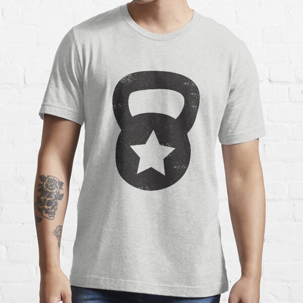 Black Grungy Kettlebell With A Star Essential T-Shirt