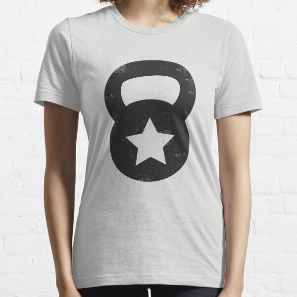Black Grungy Kettlebell With A Star Essential T-Shirt