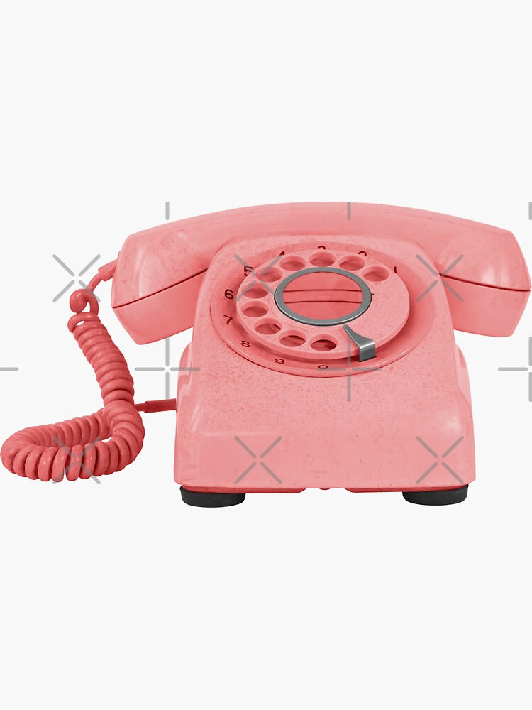 "Retro Pink Rotary Phone Design" Sticker for Sale by Puffoo Redbubble