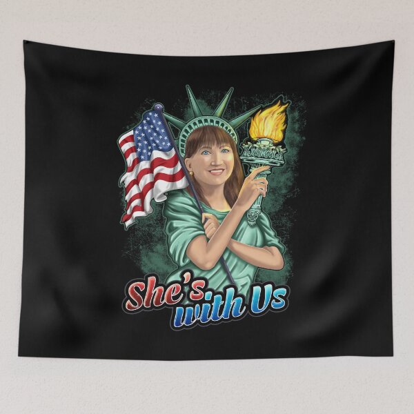 Item preview, She's With Us Lady Liberty Illustration Dark Green Splash designed and sold by NoveltyMerch.