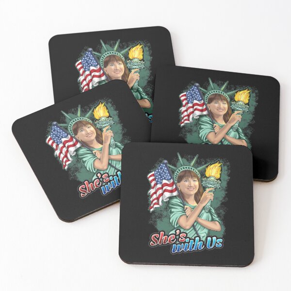 Item preview, She's With Us Lady Liberty Illustration Dark Green Splash designed and sold by NoveltyMerch.