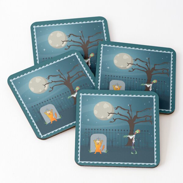 Item preview, Cats Are Afraid Of Zombies | Cemetery At Night Zombie After Scared Cat designed and sold by Toonsie.