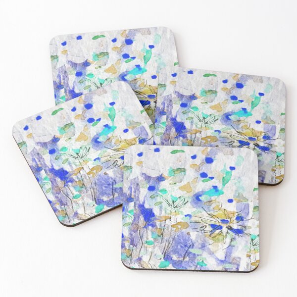Item preview, Wildflower abstract in shades of blue designed and sold by wildseadesign.