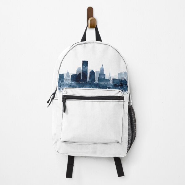Item preview, Providence Skyline Watercolor Navy Blue by Zouzounio Art designed and sold by zouzounioart.