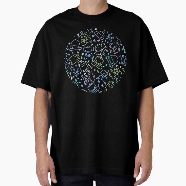 Doodle robots pattern Oversized T-Shirt