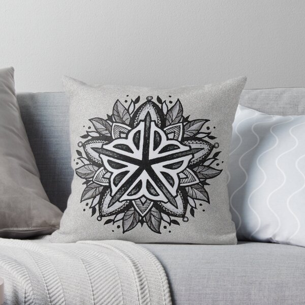 Rochester Mandala (grey tones) Throw Pillow