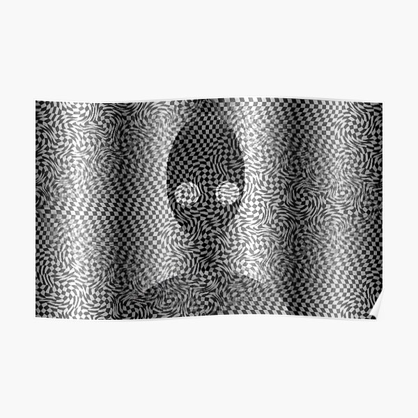Optical Illusion Fractal Pattern | Black and White Psychedelic Nightmare Fractal Pattern Boho Aesthetic Gift Idea Poster