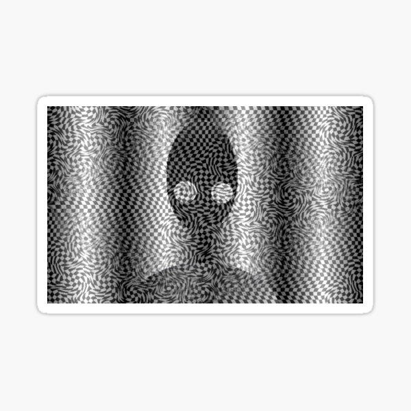 Optical Illusion Fractal Pattern | Black and White Psychedelic Nightmare Fractal Pattern Boho Aesthetic Gift Idea Sticker